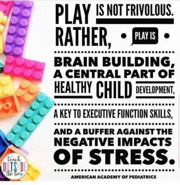 Play is not frivolous, rather play is brain building, a central part of healthy child development...